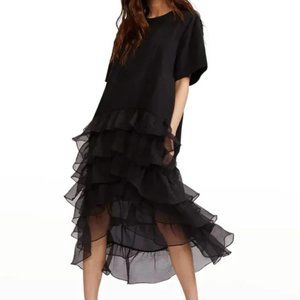 Cynthia Rowley Gabby crewneck pullover tiered ruffle dress S